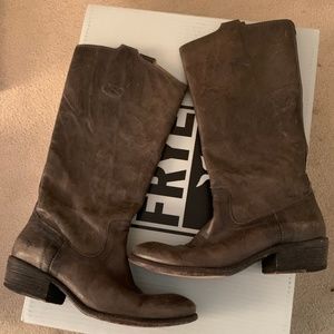 Carson Tab Tall Charcoal knee high boots in box
